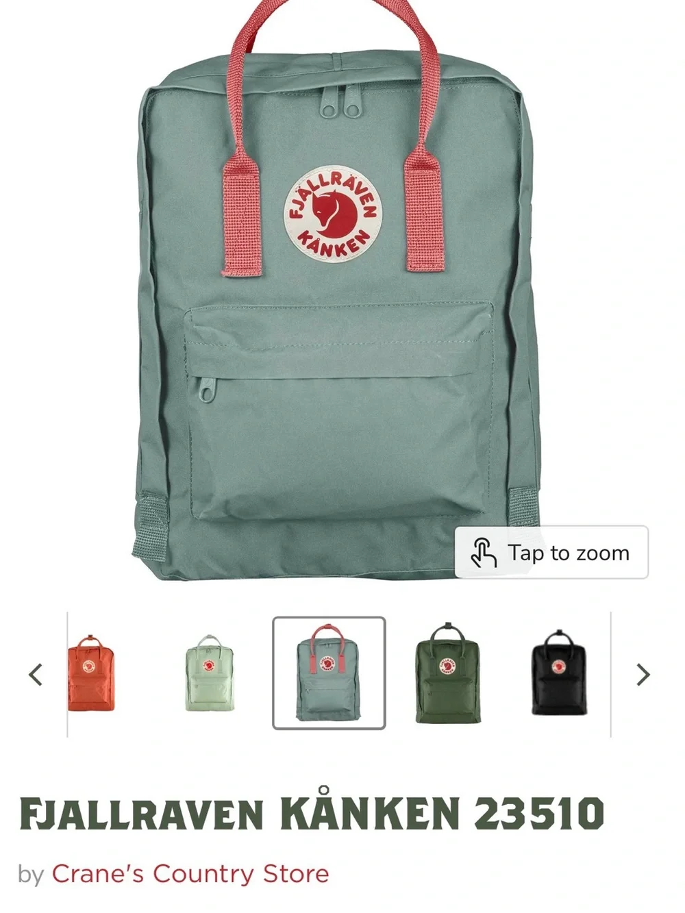 Fjallraven Kånken Blue Backpack with Coral Handles